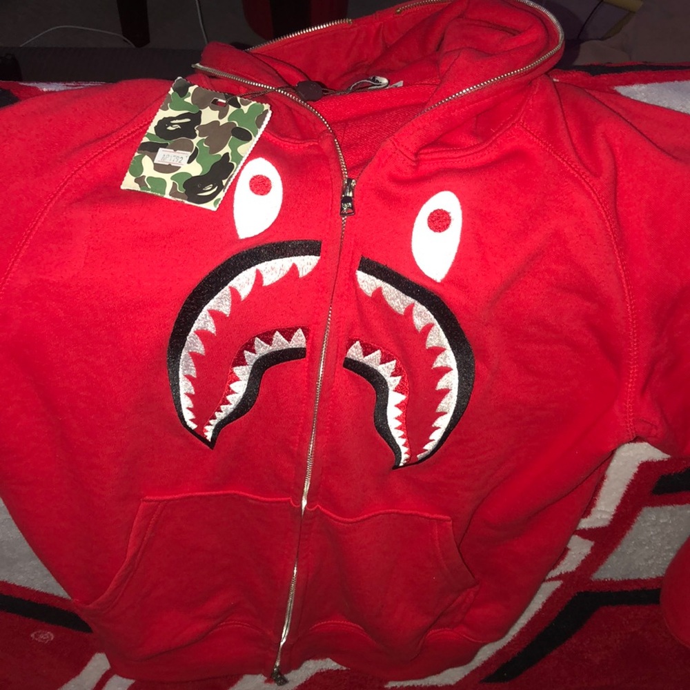 red full zip bape hoodie